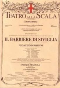 Cast list for the Barber of Seville by Gioachino Rossini at Teatro alla Scala