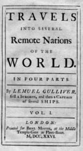 Front page of Travels Into Several Remote Nations of the World by Johnathan Swift.