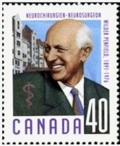 Wilder Penfield's image on a Canadian stamp