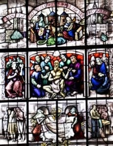 Stained glass window commemorating the smallpox epidemic
