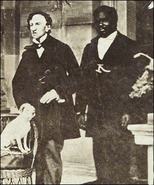 Dr. James Barry with John, a servant, and his dog, Psyche.