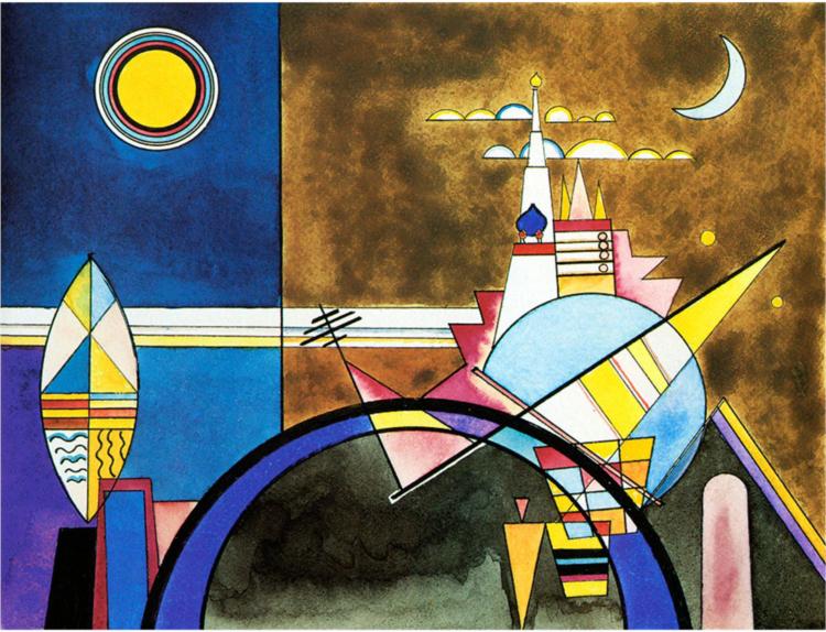 Image of Kandinsky’s rendering of the Great Gate of Kiev for his Dessau Production (1928)