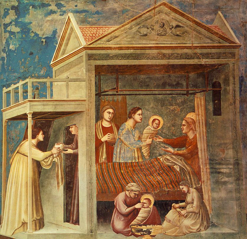 Baby Mary being given to her mother