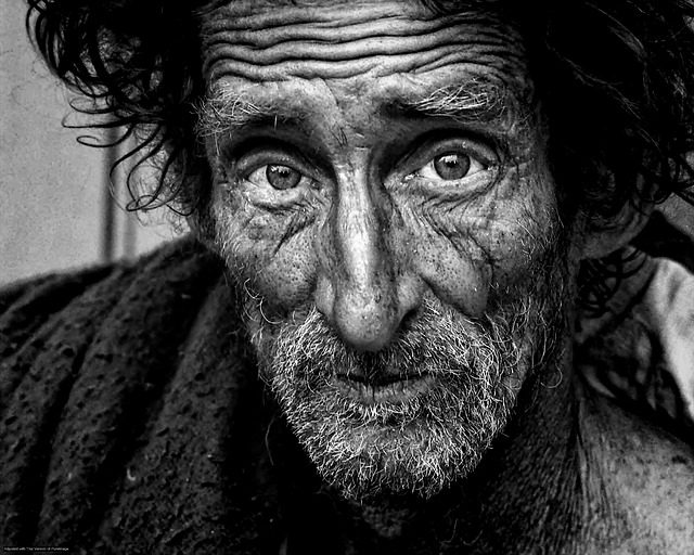 portrait of a homeless man