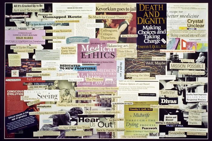 A work in progress, by Cathy Peters, Collage art: news and magazine print