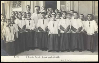 Maestro Lorenzo Perosi with his choir. 