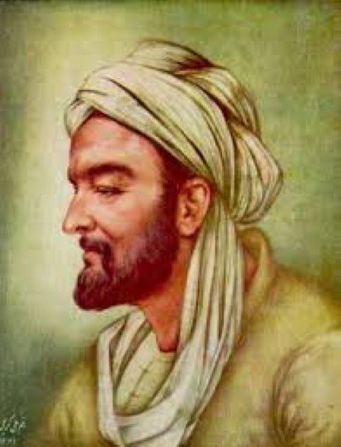 Ibn Sīnā (980-1037 C.E.), a bearded man with a turban