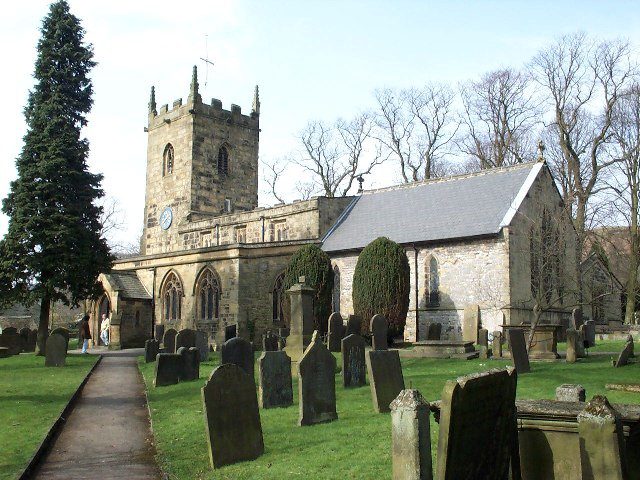 Eyam church and graveyard where plague victims are buried.