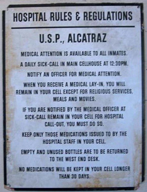 Alcatraz Hospital Rules and Regulations