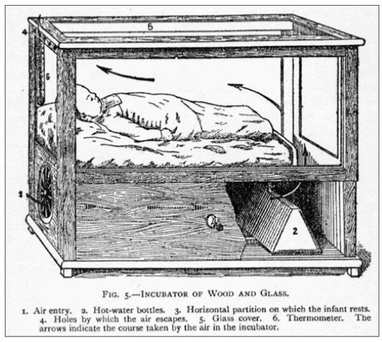 Incubator of wood and glass from The Nursling, by Pierre Budin