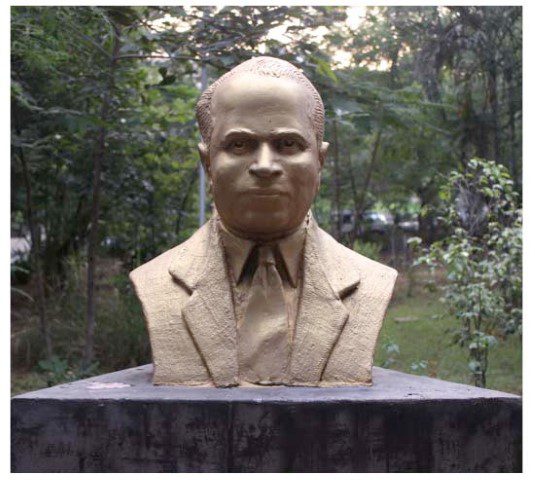 Yellapragada SubbaRow's bust in the garden of the Nizam's Institute of Medical Sciences, Hyderabad, India