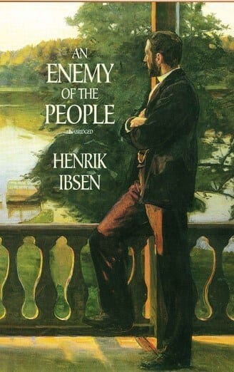Cover of An Enemy of the People depicting a man on a porch looking out at a lake