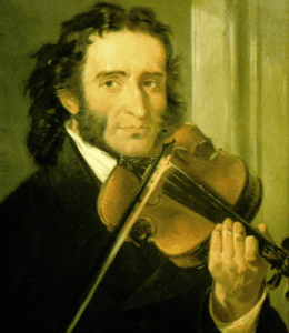 Painting of Paganini with violin