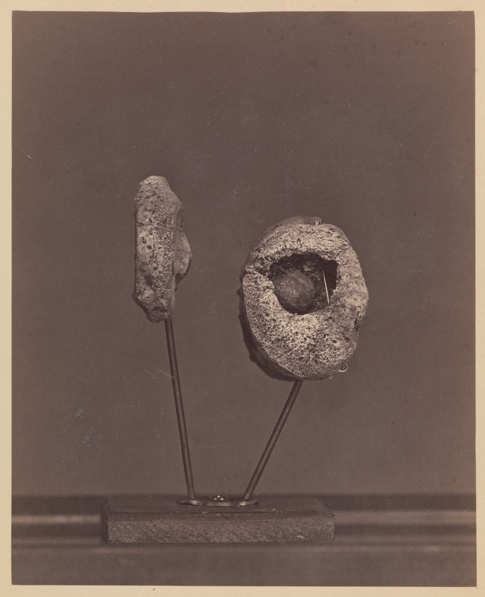 Photograph of knee joint with musket ball inside.