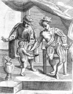 Barber-surgeon performing bloodletting