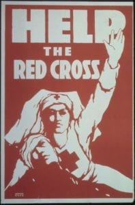 Poster for the Red Cross, known for blood donation