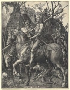 Durer's drawing of a knight on horseback