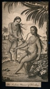Illustration showing indigenous scarification practice interpreted as blood letting