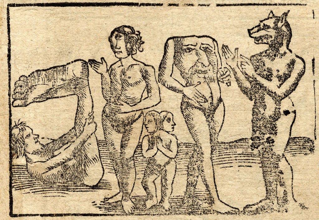 Engraving of medieval monsters