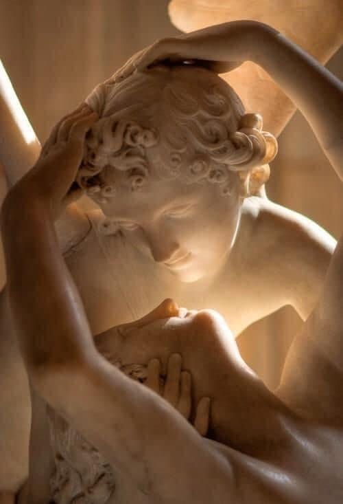Detail of Psyche Revived by Cupid’s Kiss, sculpture capturing beauty