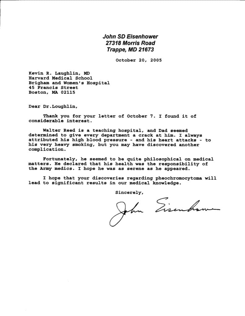 Letter from John Eisenhower to the author