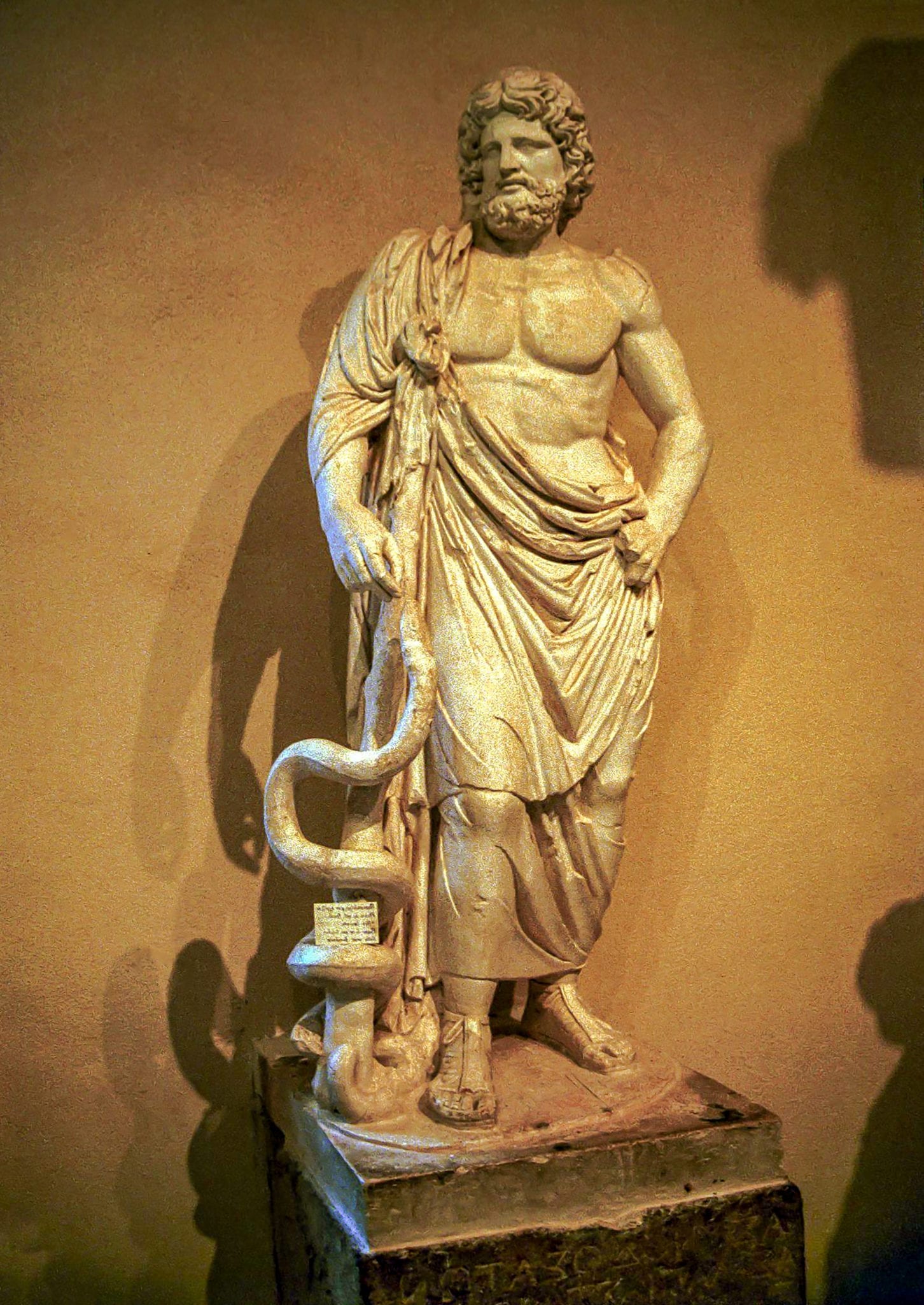 Statue of Asclepius with his staff