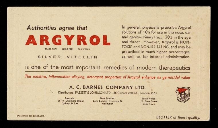 Advertisement for Argyrol developed by Barnes