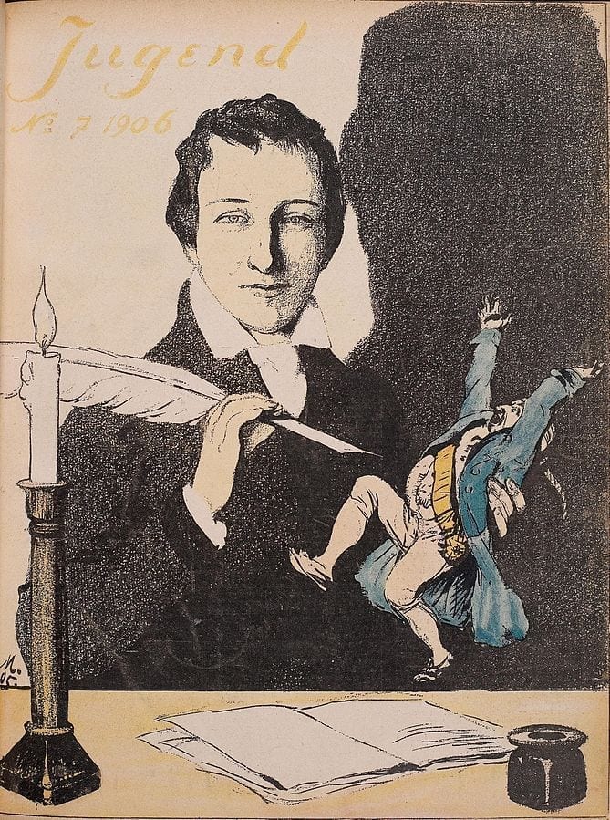 Illustration by Sergey Solomko featuring Heinrich Heine.