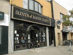 Exterior of The Sleuth of Baker Street bookstore, named for Sherlock Holmes