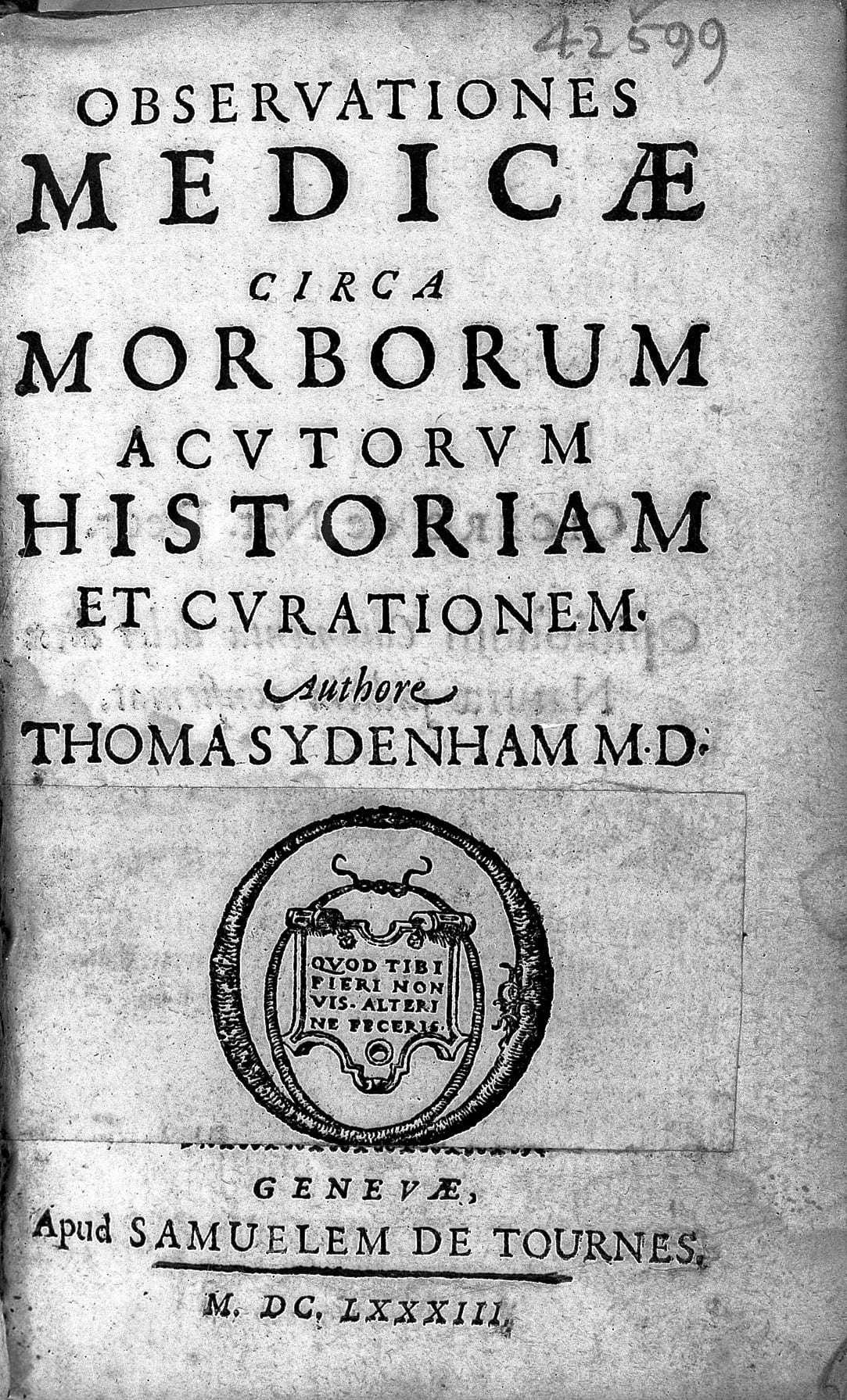 Title page of Observationes Medicae circa Morborum Acutorum by Sydenham.