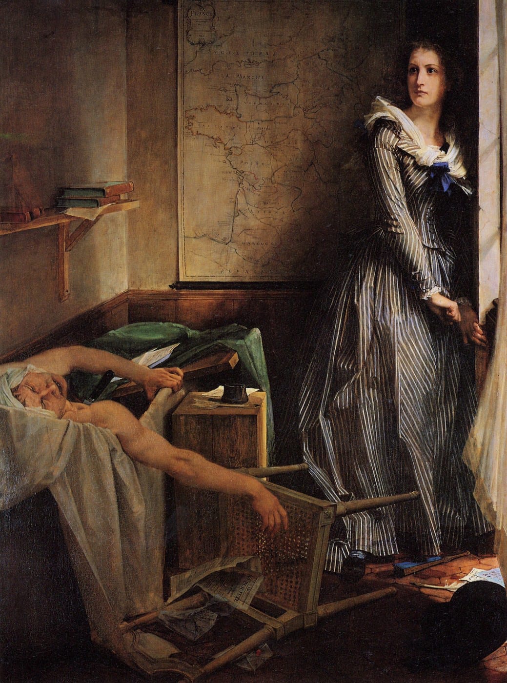 Painting of the assassination of Jean-Paul Marat