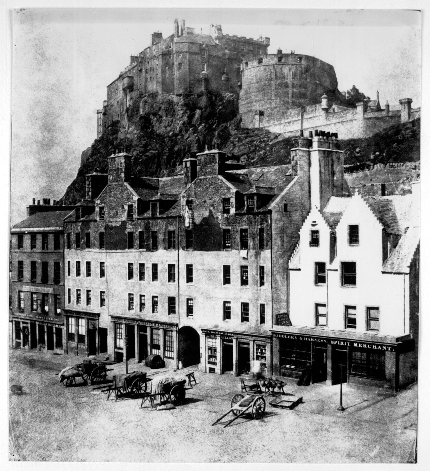 Figure 2. Grassmarket and Edinburgh Castle. Thomas Keith, 1855. Print