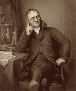 John Dalton. Line engraving by W. H. Worthington