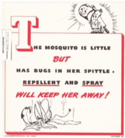 Informative poster educating viewers on the use of mosquito repellant