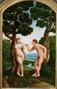 Painting of Adam and Eve without belly buttons