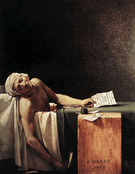 Painting depicting the death of Jean-Paul Marat