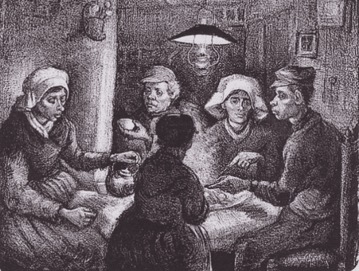 Lithograph of Van Gogh's Potato Eaters
