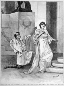 Philammon declaring his love for Hypatia, who used menstruation to deter a suitor