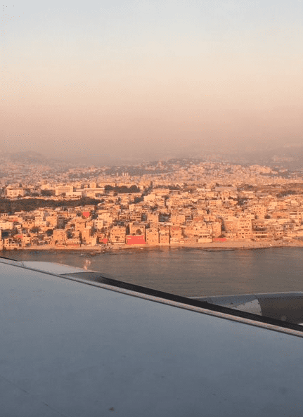 View of Lebanon from an airplane window