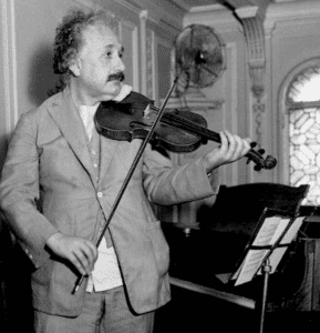 Albert Einstein, polymath, playing violin Lina