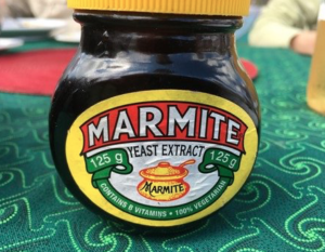 Photo of Marmite jar with earthenware cooking pot on label.