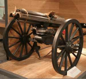 A multichambered gun on wheels