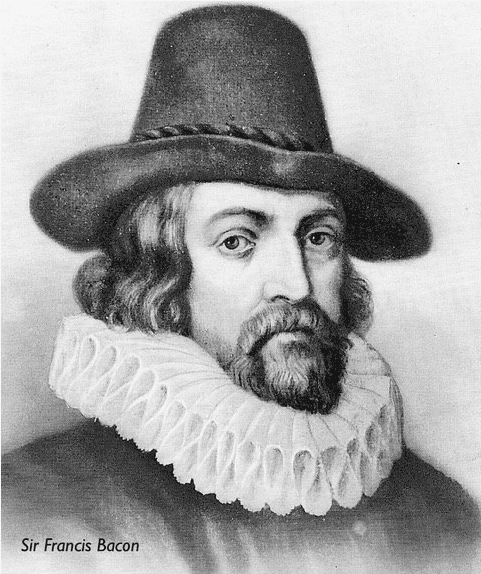 Francis Bacon, a man in medium tall hat with ruffled collar